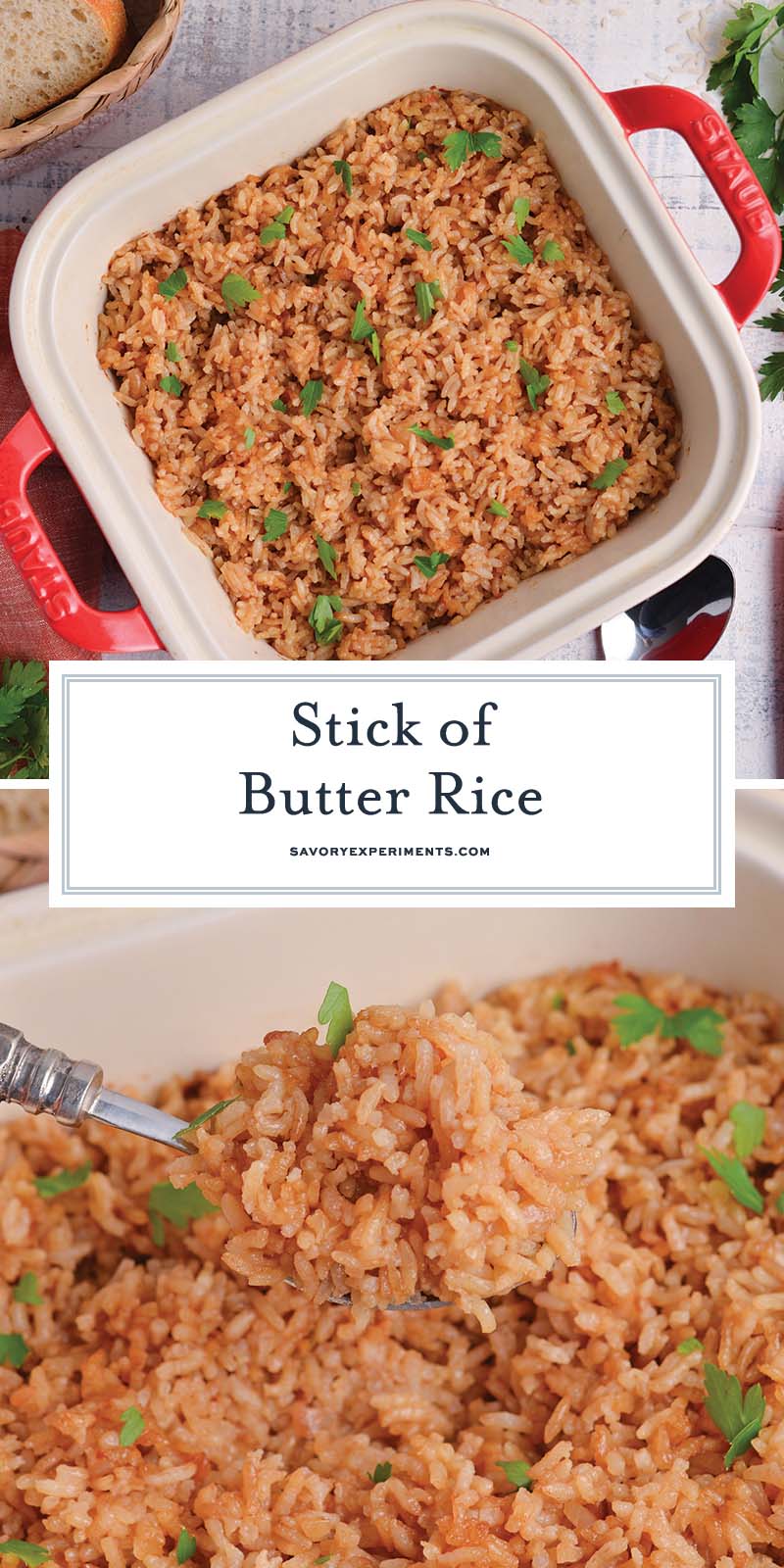 collage of stick of butter rice