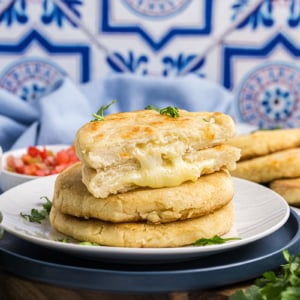 stack of cheesy arepas