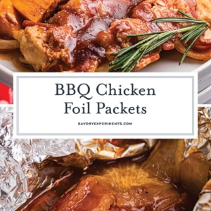 collage of chicken foil packets