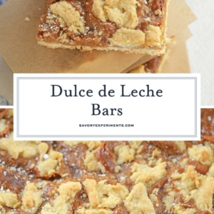 collage of dulce de leche bars for pinterest