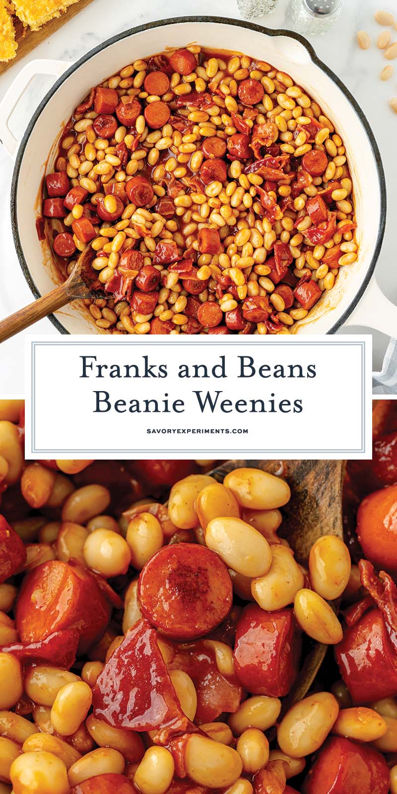 collage of franks and beans