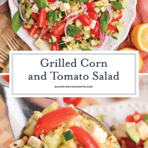 collage of grilled corn salad