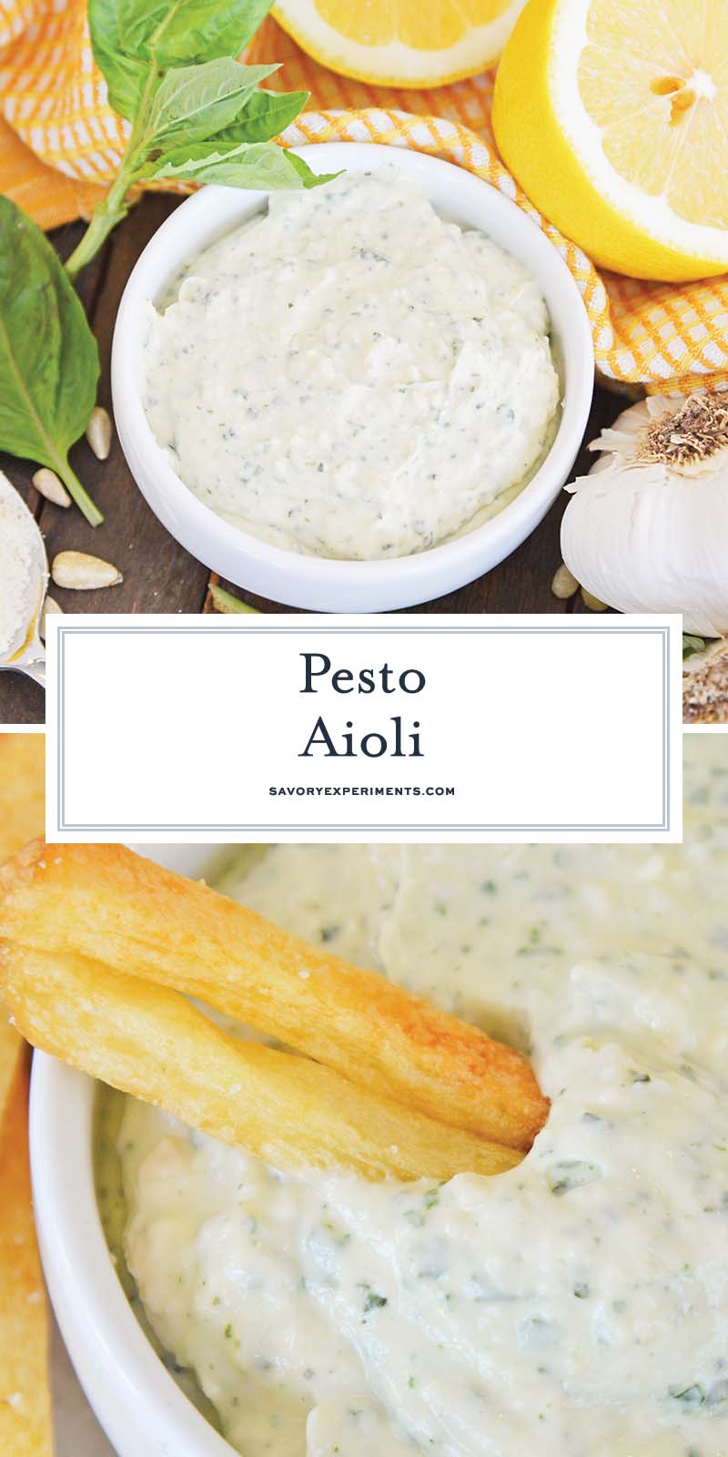 collage of pesto aioli