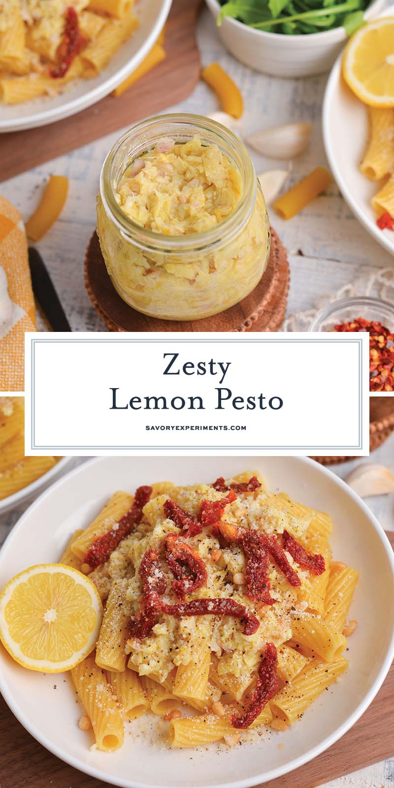 collage of lemon pesto