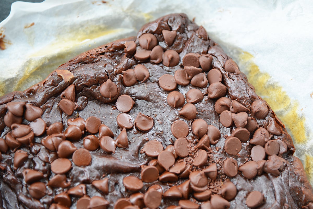 Corner of baked avocado brownies