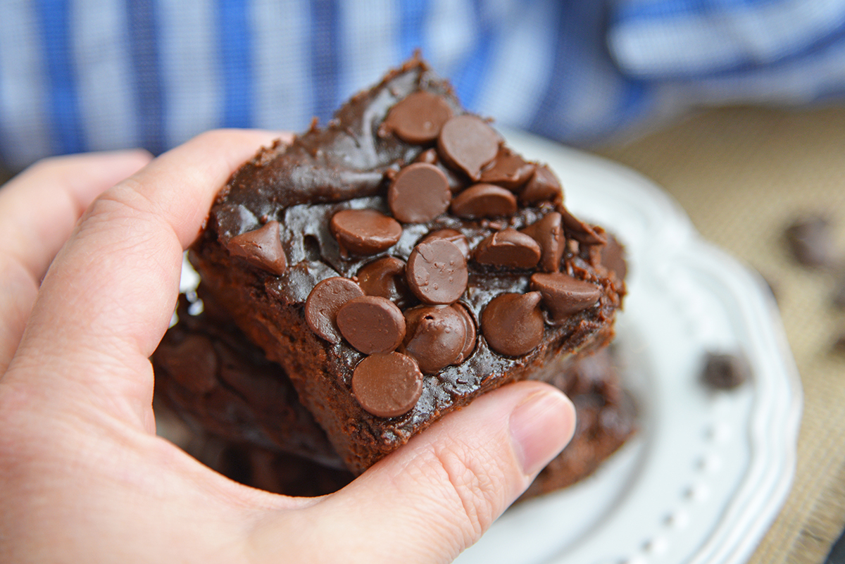 hand grabbing a brownie