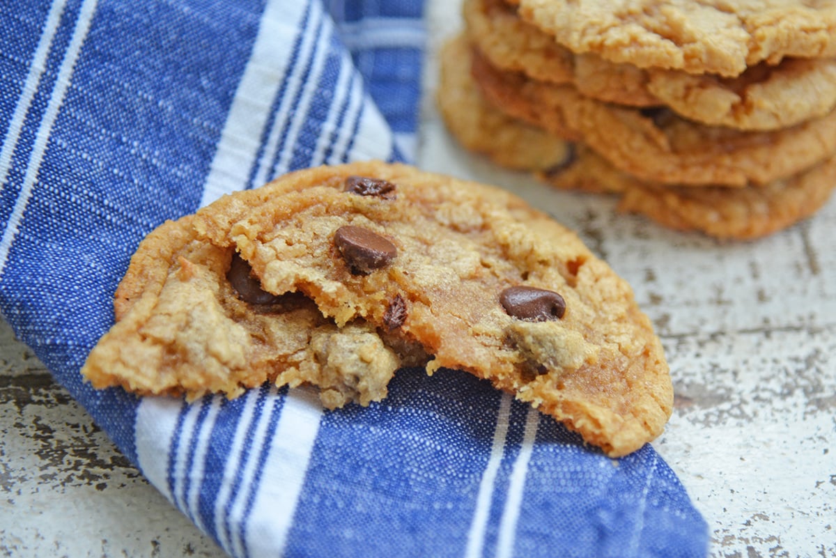 gluten free peanut butter cookie broken in half