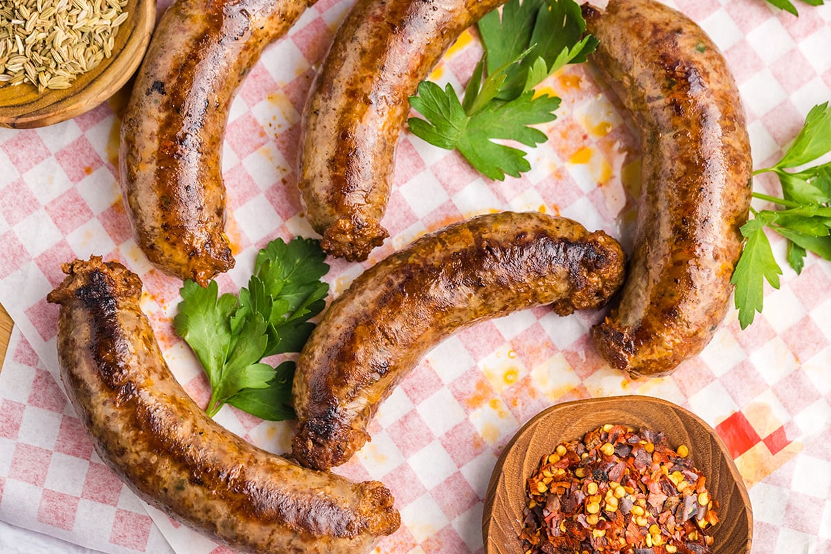 overhead shot of homemade italian sausage