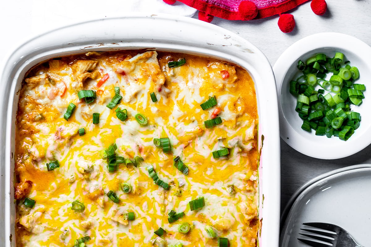 king ranch chicken casserole with green onions