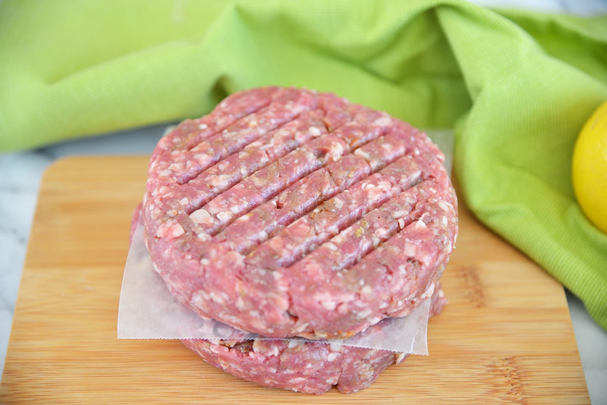 stack of lamb burgers