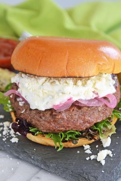 juicy lamb burger with toppings