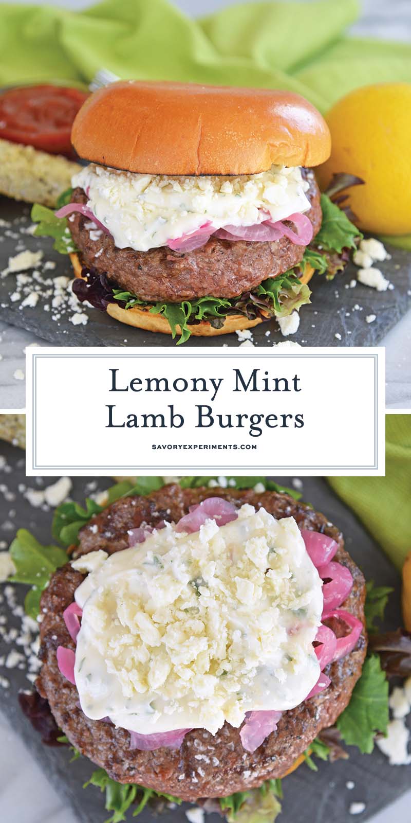 collage of greek lamb burger for pinterest