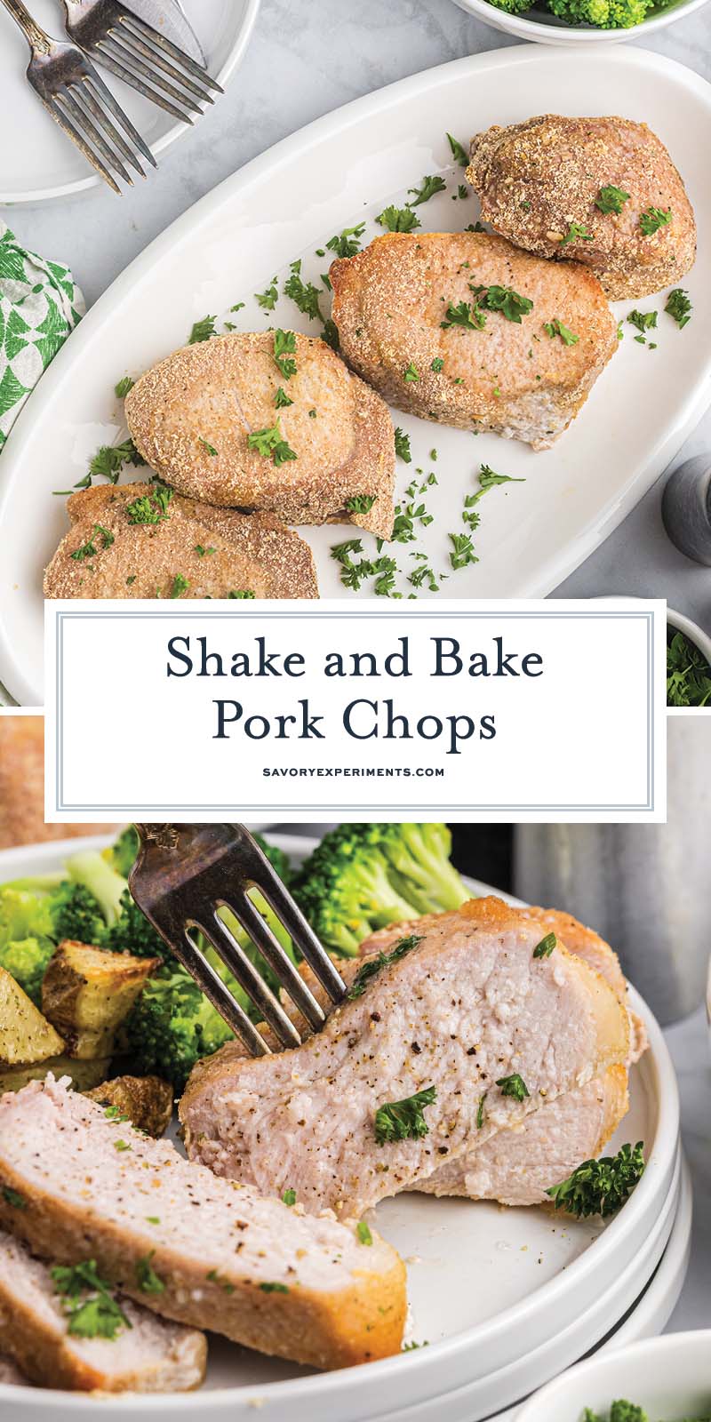 collage of shake n bake pork chops