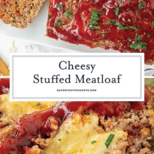 collage of stuffed meatloaf