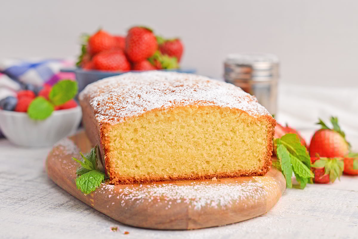 straight on shot of vanilla pound cake