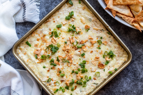 overhead of hot crab dip