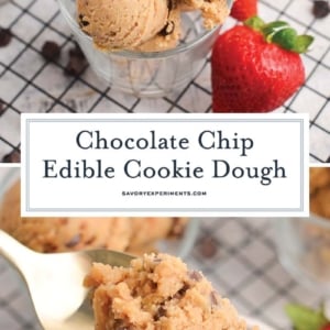 collage of easy edible cookie dough recipe for pinterest