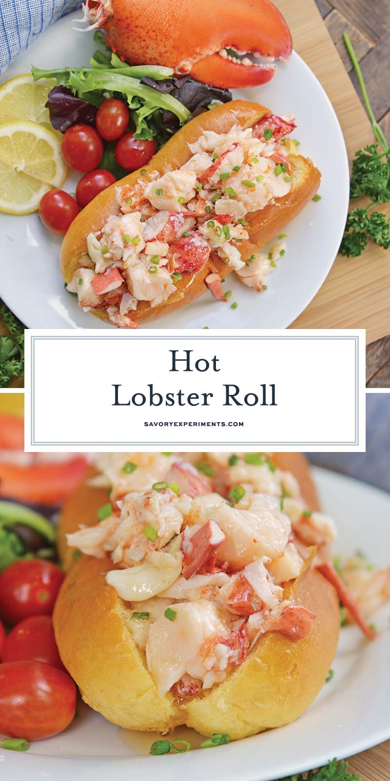 collage of hot lobster roll for Pinterest