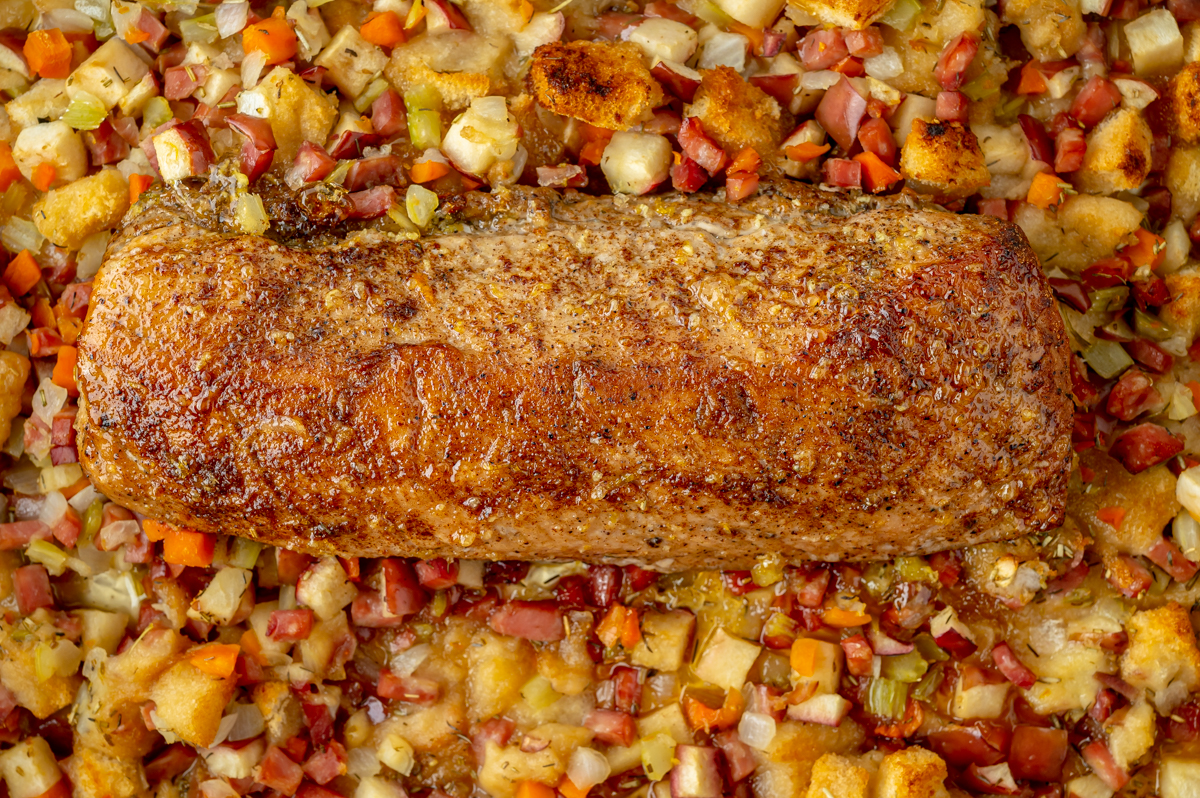 apple spiced pork tenderloin in stuffing
