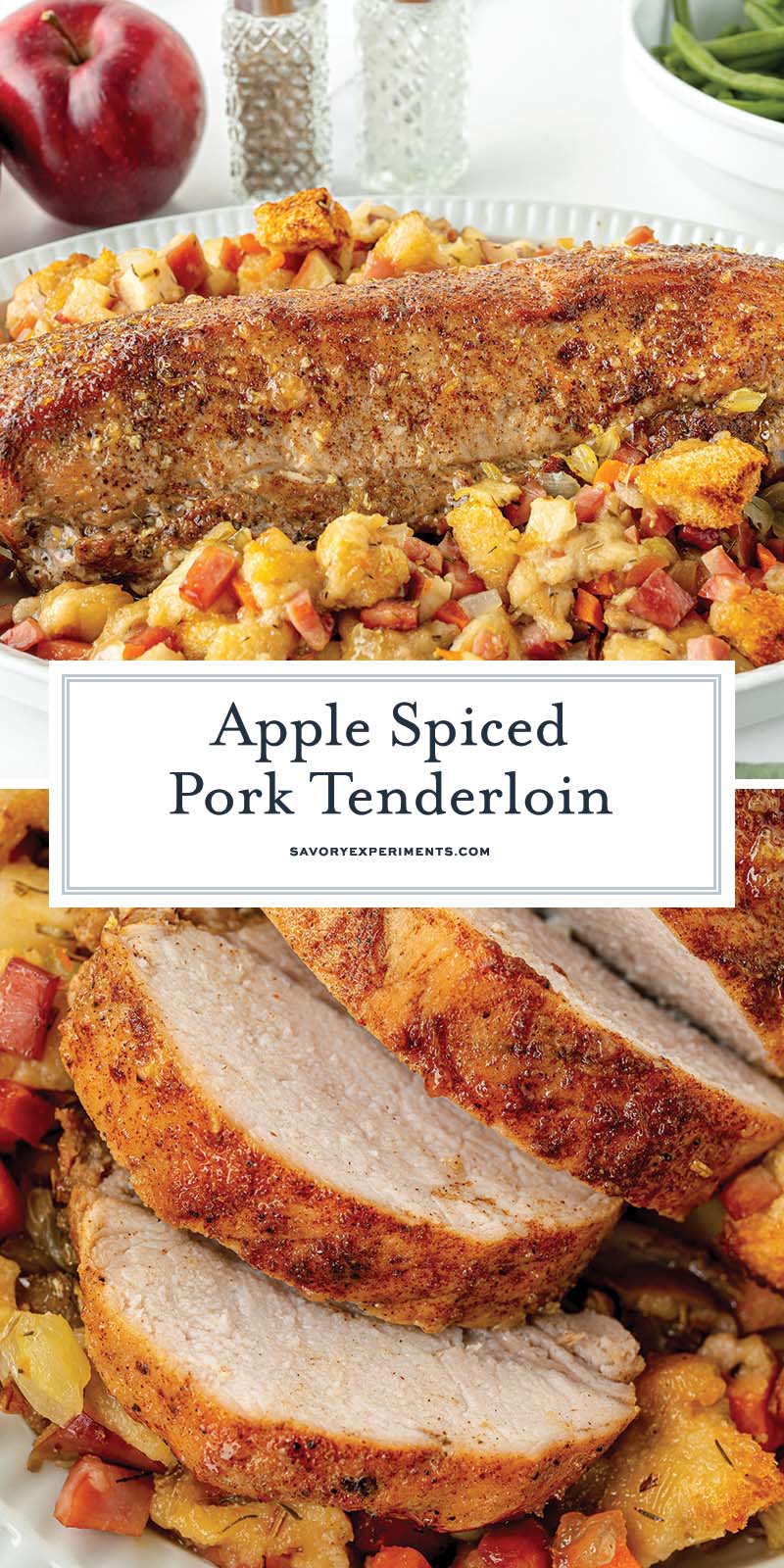 collage of apple spiced pork tenderloin