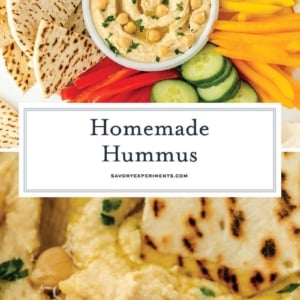collage of homemade hummus