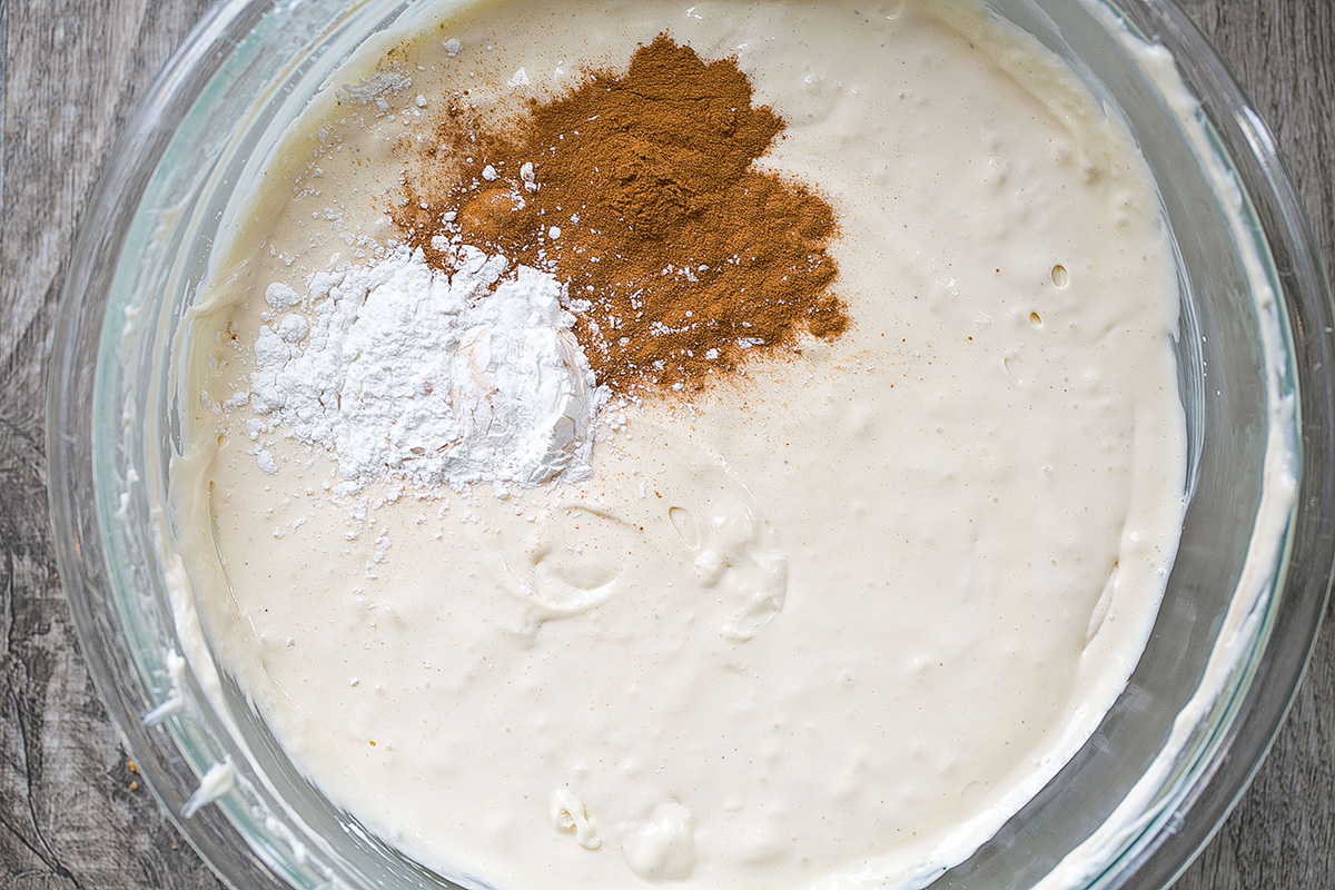 spices added to cheesecake batter