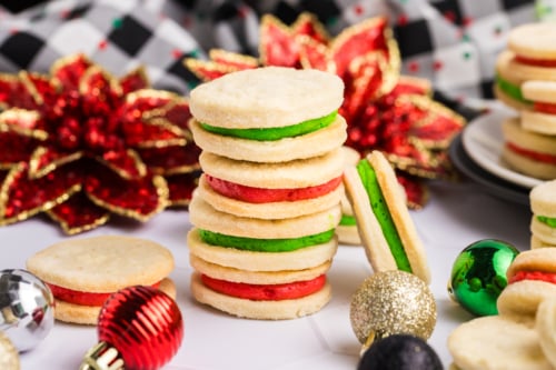 stack of cream wafer cookies