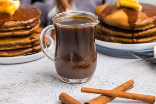 straight on shot of jar of gingerbread syrup