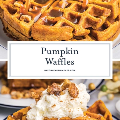 collage of pumpkin waffles
