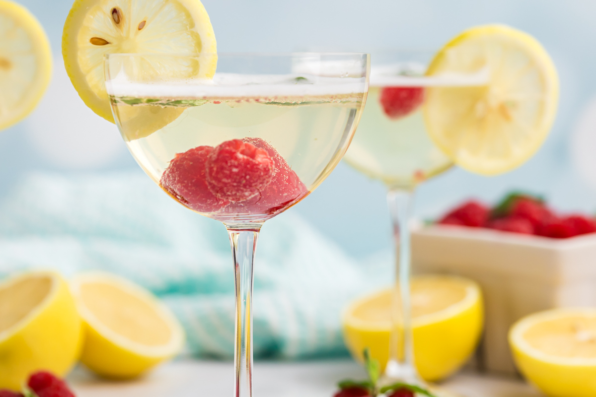 straight on shot of elderflower spritzers