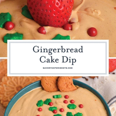 collage of gingerbread dip