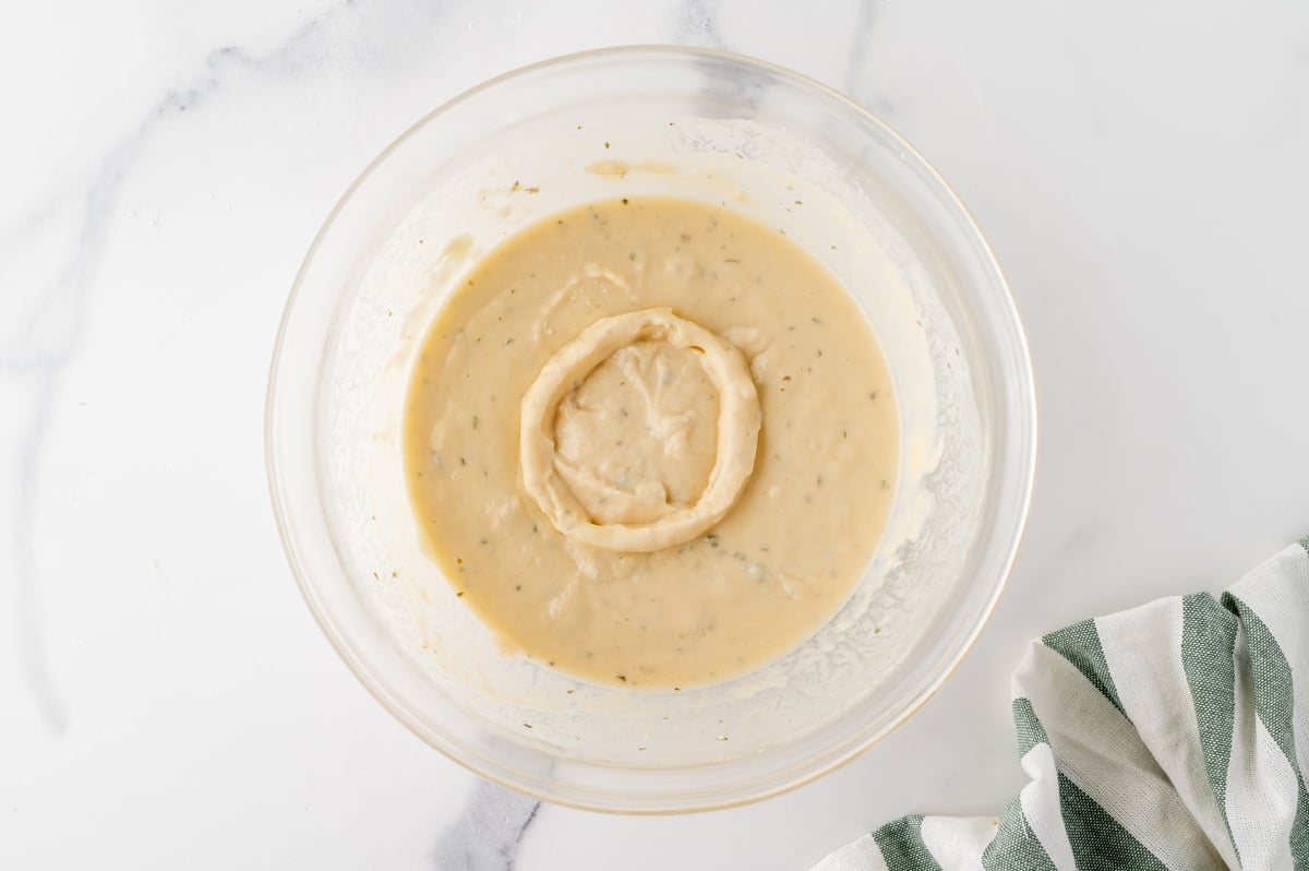 onion slice dipped into batter
