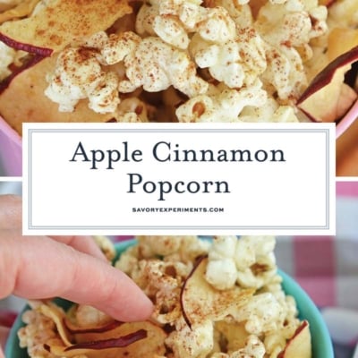 collage of apple cinnamon popcorn