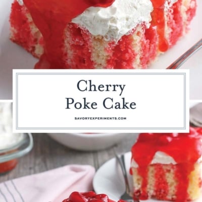 collage of cherry poke cake for pinterest