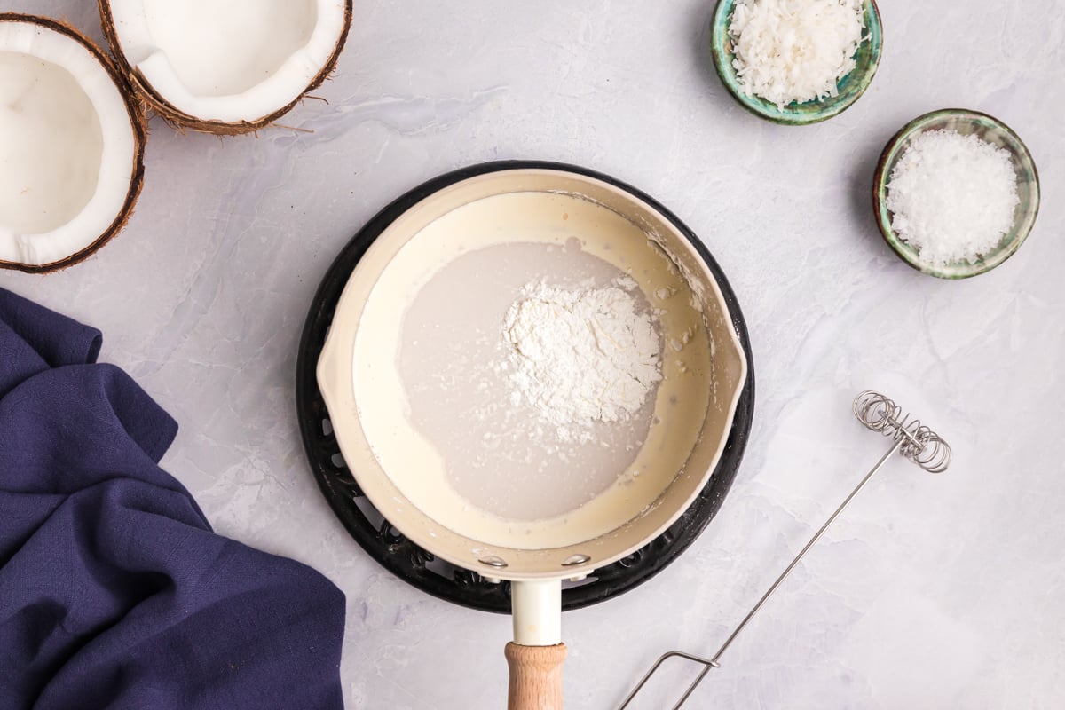 cornstarch and cream in pan