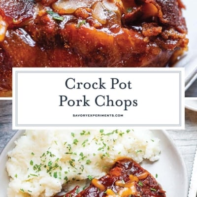 collage of crock pot pork chops