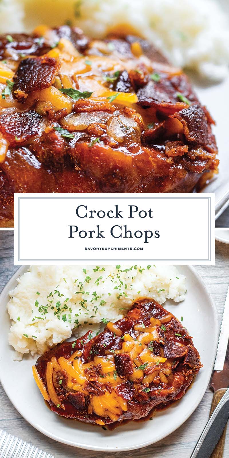 collage of crock pot pork chops