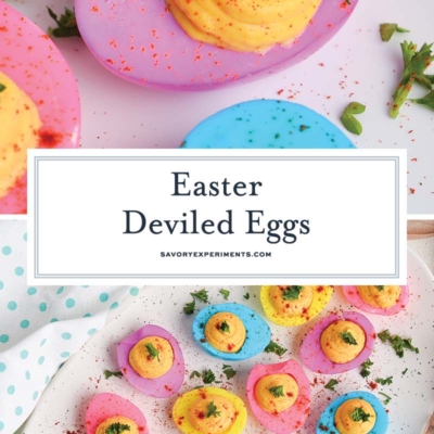 collage of easter deviled eggs
