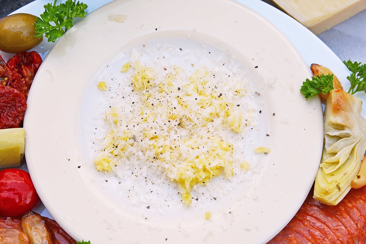 parmesan and garlic on plate