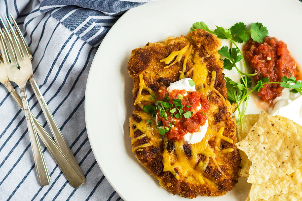 Overhead of Mexican Chicken with Toppings