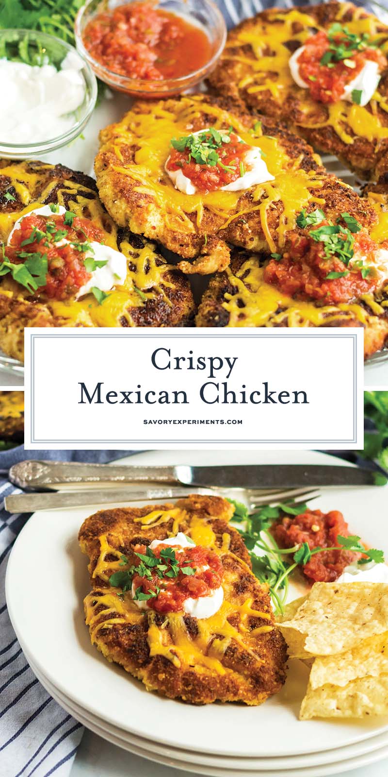 collage of crispy mexican chicken for pinterest