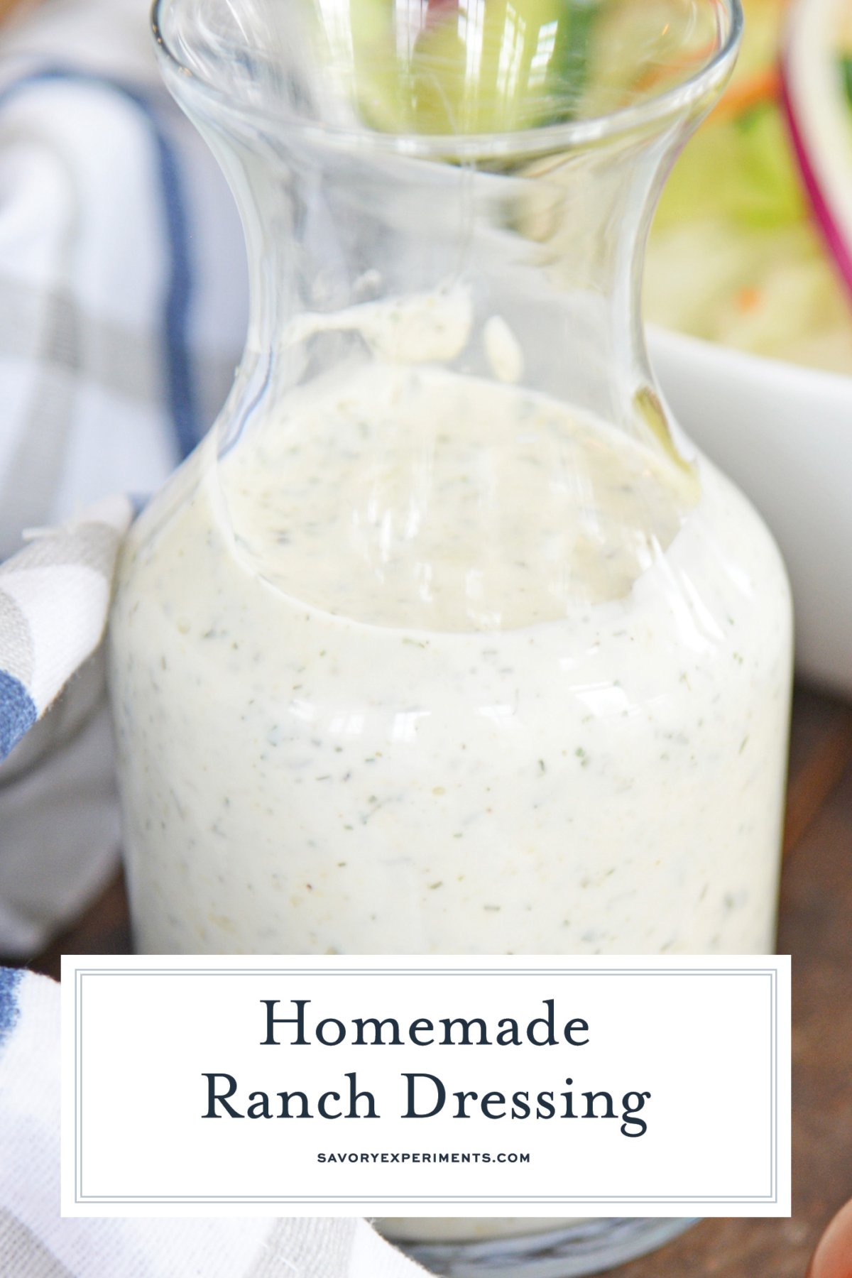 angled shot of jar of homemade ranch dressing with text overlay