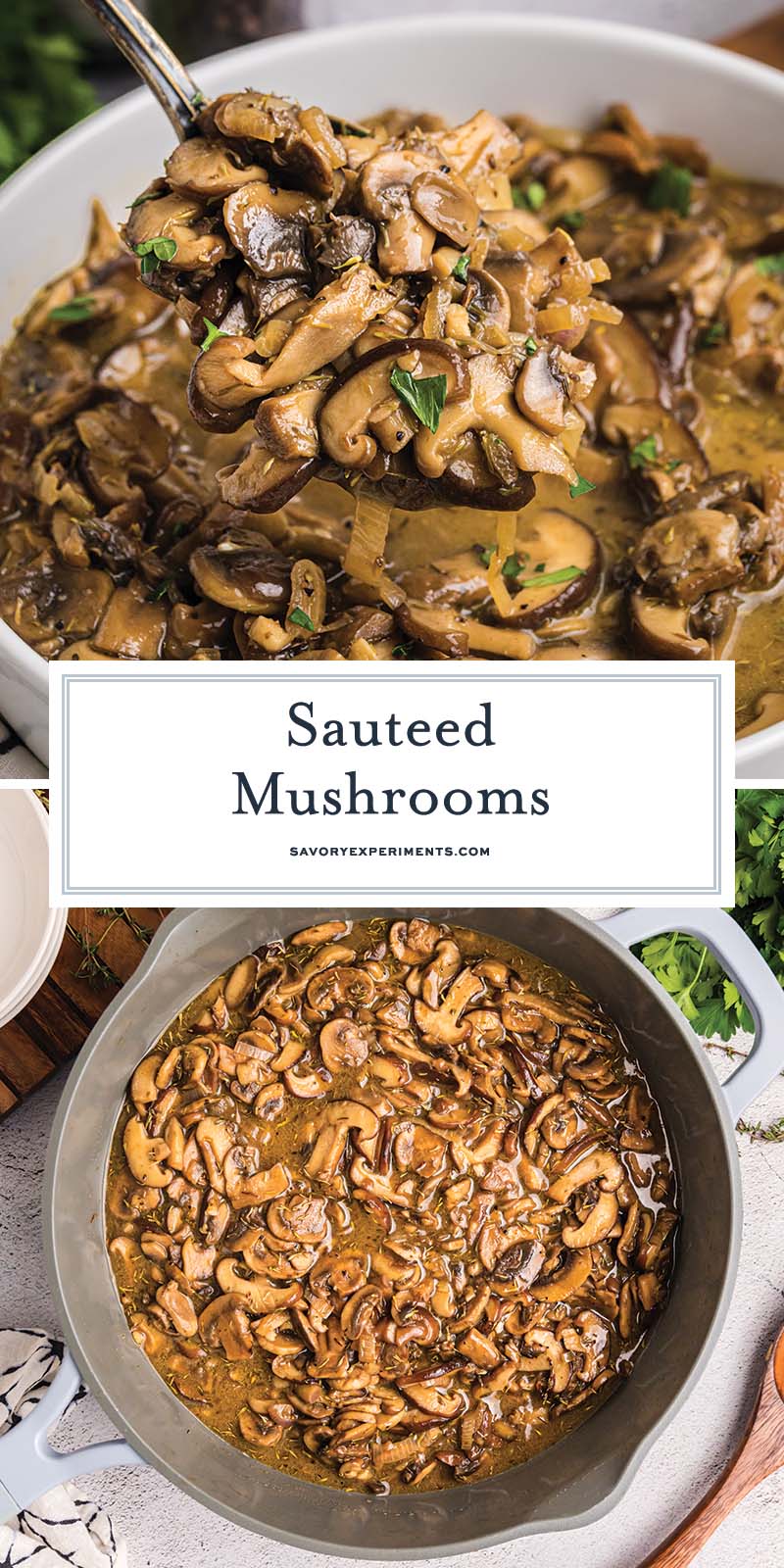 collage of sauteed mushrooms