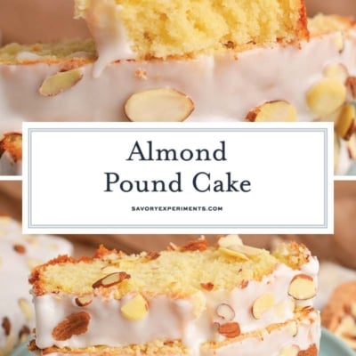 collage of almond pound cake