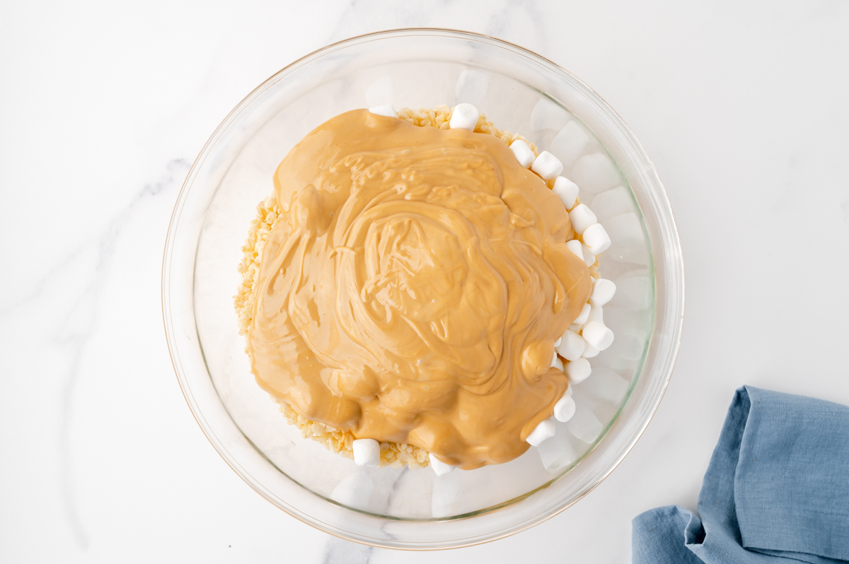 peanut butter and marshmallows in bowl