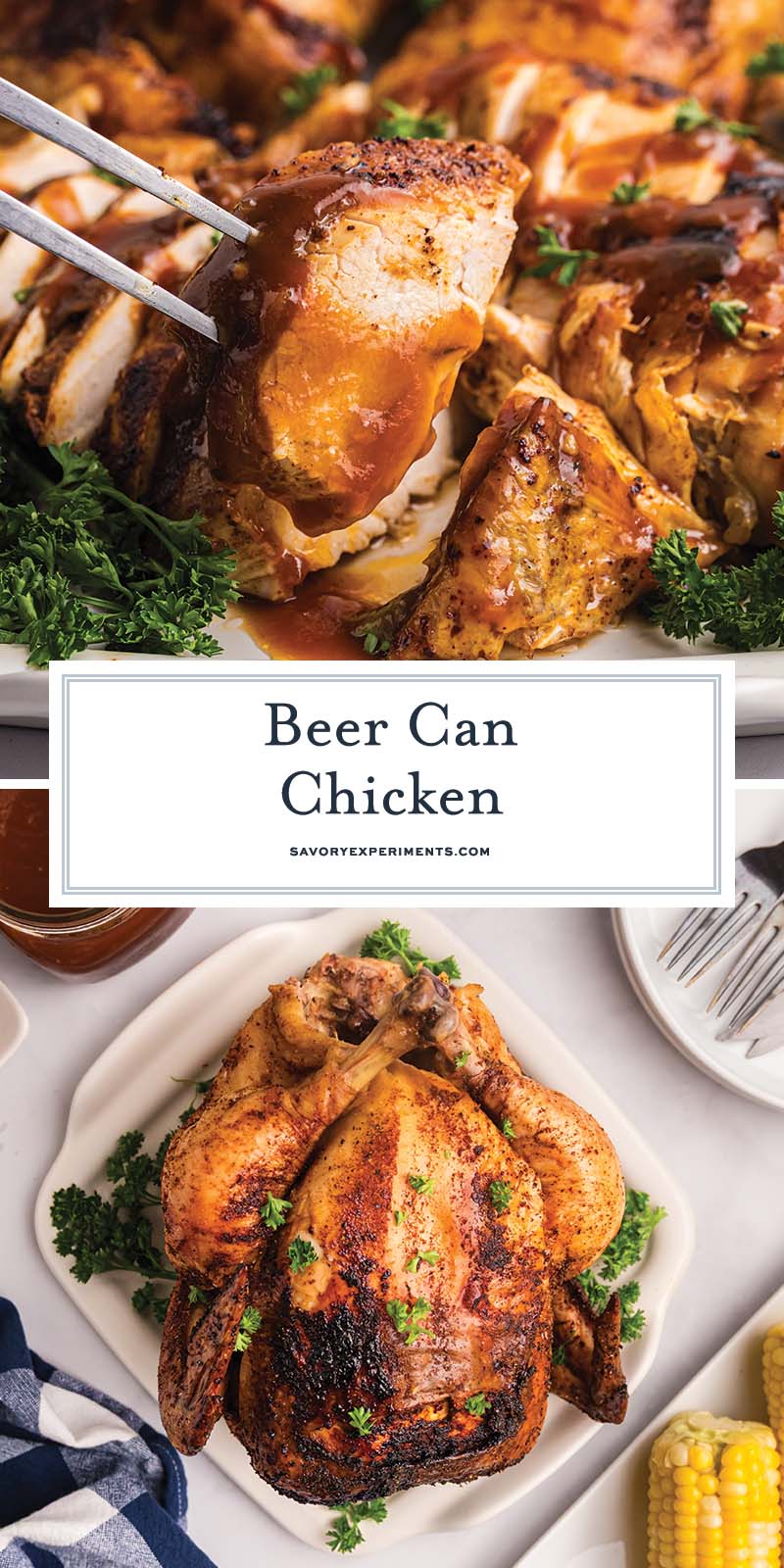 collage of beer can chicken