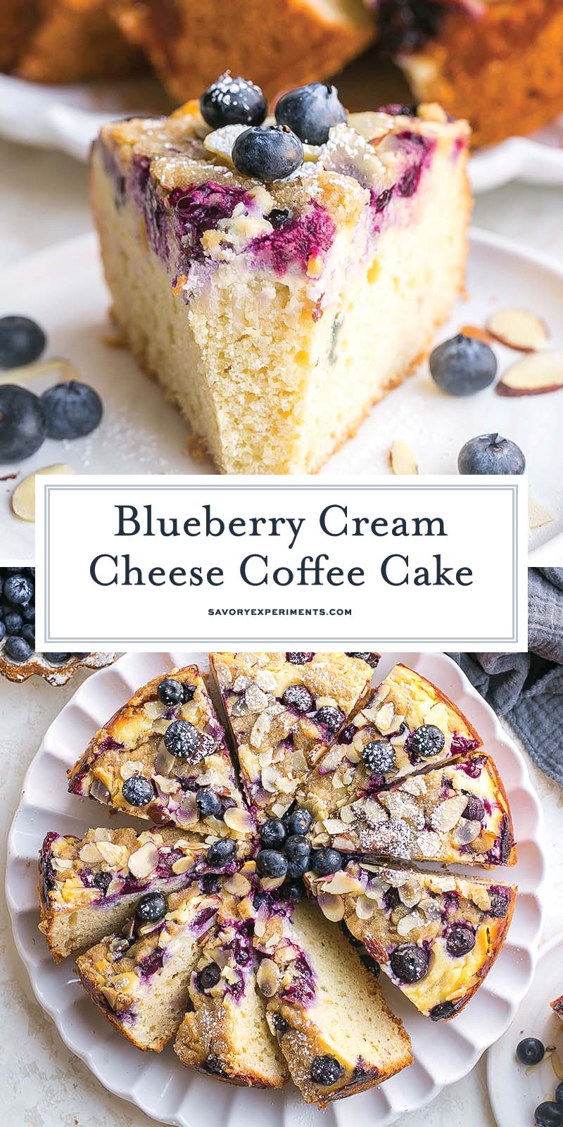 collage of blueberry cream cheese coffee cake