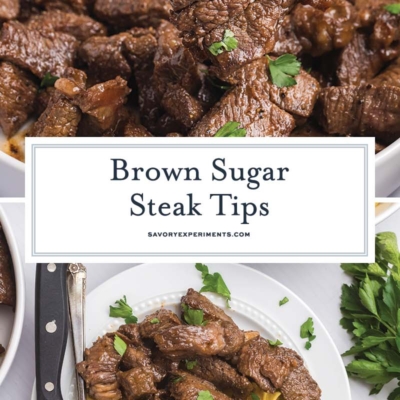collage of brown sugar steak tips
