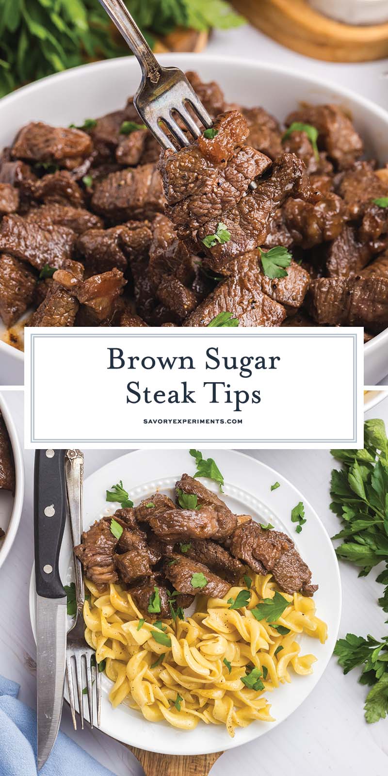 collage of brown sugar steak tips