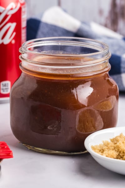 straight on shot of jar of bbq sauce